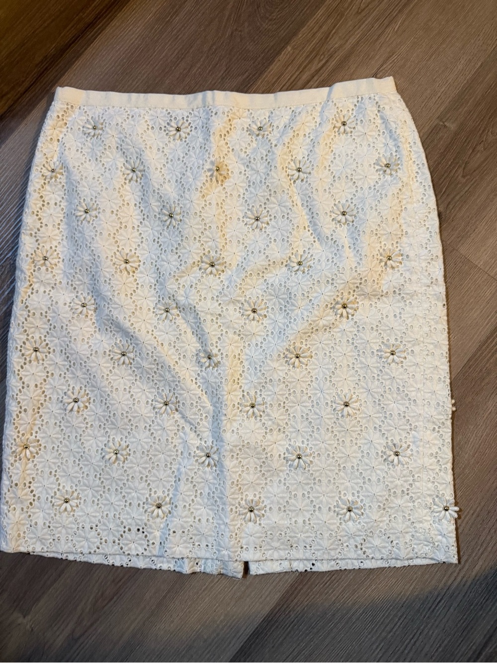 Talbots White Eyelet Floral Pencil Skirt